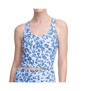 Calvin Klein Womens Cropped Racerback Tank Top Jaguar blue Medium NWT